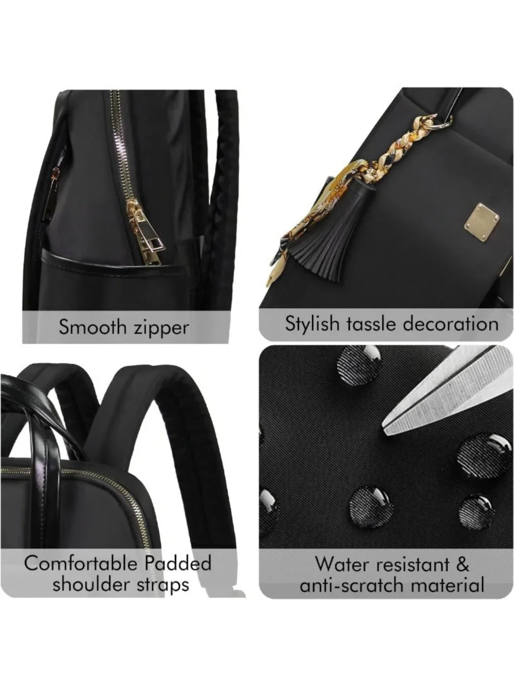 Stylish Water-Resistant Laptop Backpack for Women - Slim Travel Bag Fits 15.6